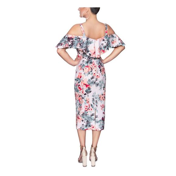 RACHEL RACHEL ROY Womens Pink Slit Back Hem Flutter Sleeve Midi Sheath Dress S - Picture 2 of 2